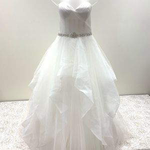 NWT White One Designer Strapless Dress with Belt